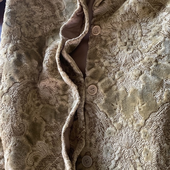 Express 3/4 Length Tapestry Jacket Duster Coat in Creamy Golden Yellow - Picture 7 of 11